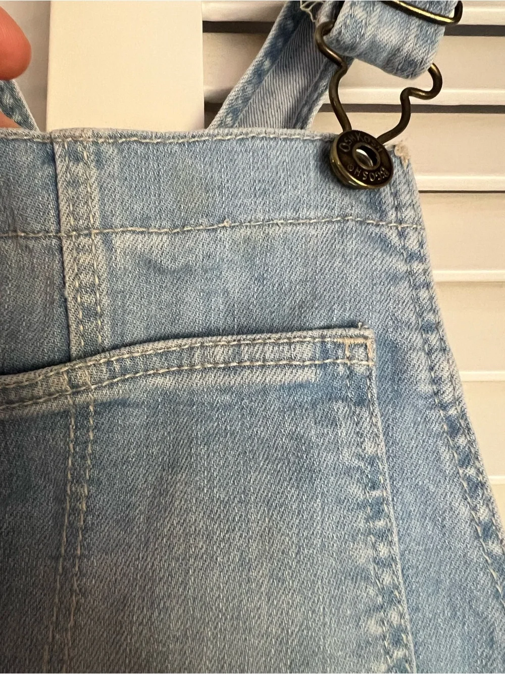 OshKosh B’gosh Girls Denim Shortalls Overalls Lace Trim Size 8